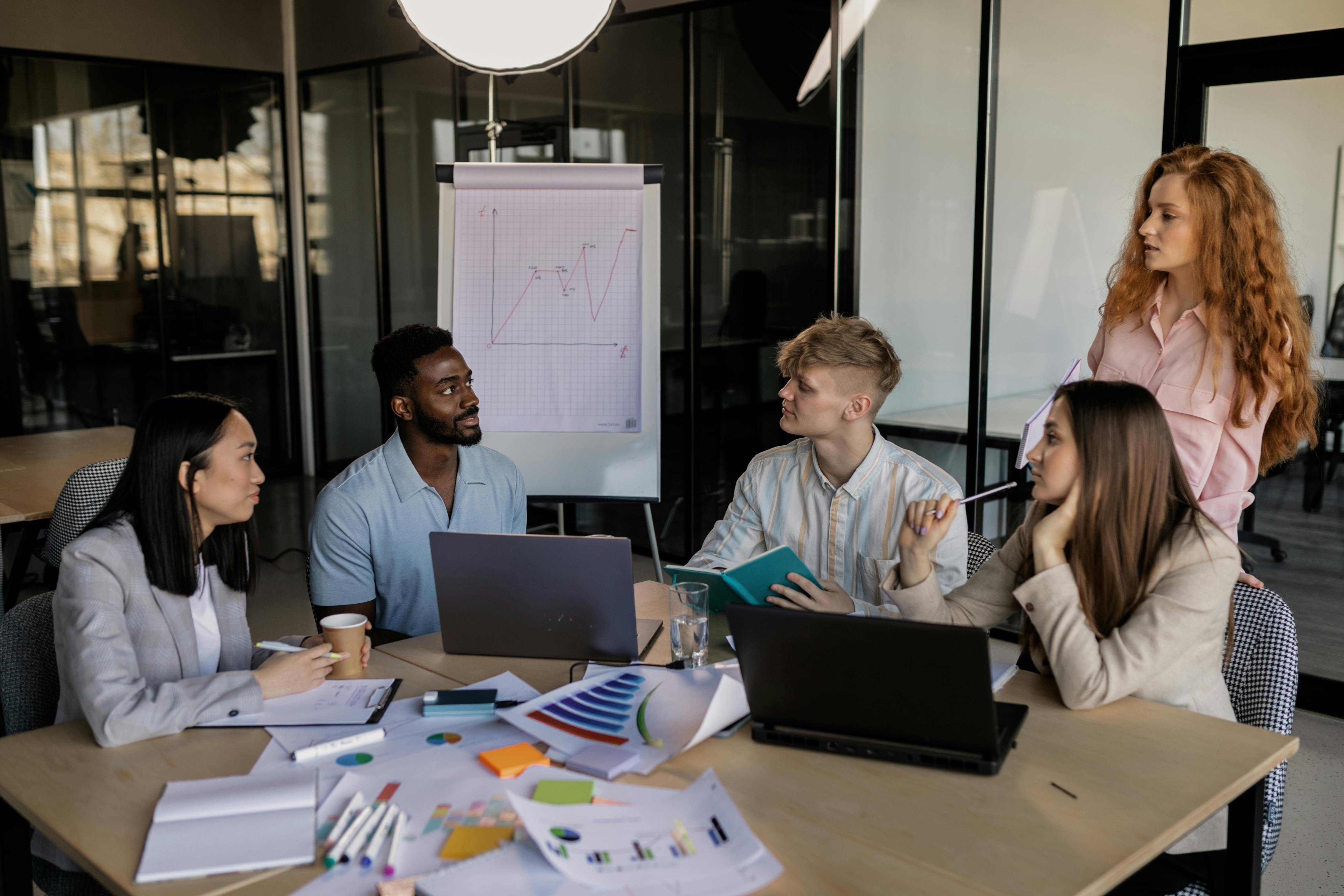 Small team collaborating on SaaS product development